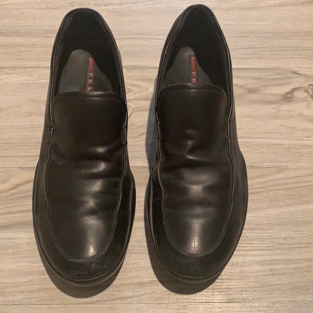 Men’s Black leather Prada loafers
